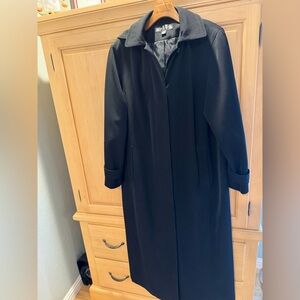 Gallery Classic Black Trench Rain Coat for Women Size 6